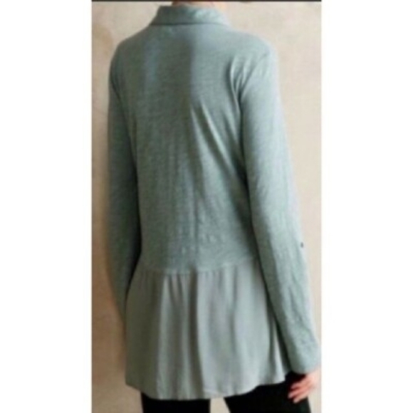 Anthropologie Meadow Rue Sage Green Reha Tab Sleeve Tunic Top - Picture 3 of 3